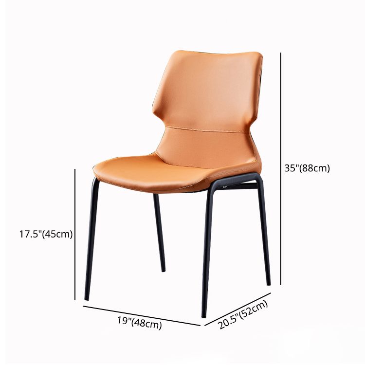 Chaises de salle à manger en cuir de style contemporain chaises sans bras avec des jambes en métal