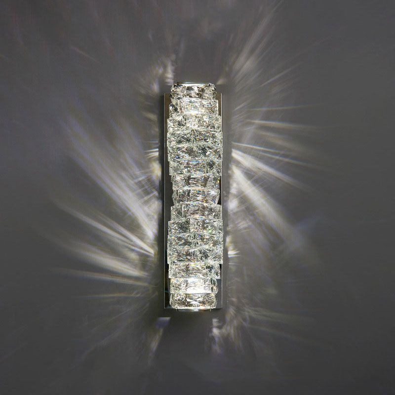 Modern Luxury LED Wall Sconce Crystal Rectangular Wall Lamp for Bedroom