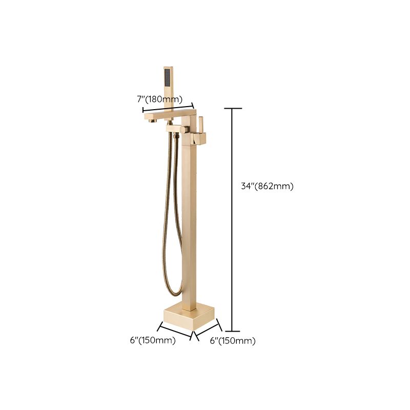 Floor Mounted Metal Freestanding Tub Filler Swivel Freestanding Tub Filler Trim in Gold