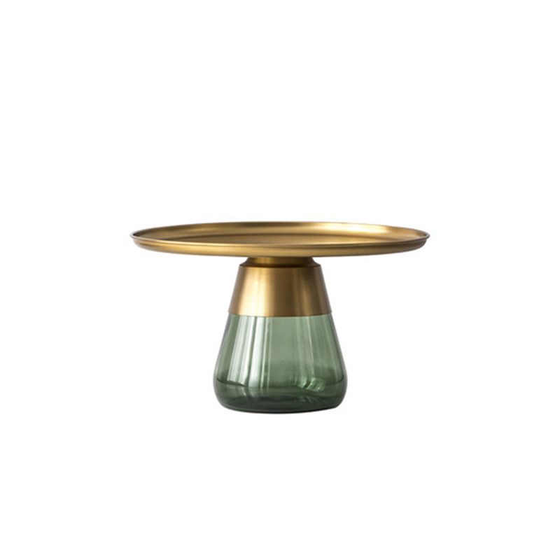 Pedestal Base Design Black/gold Countertop Metal Frame Glass Base Round Side Table