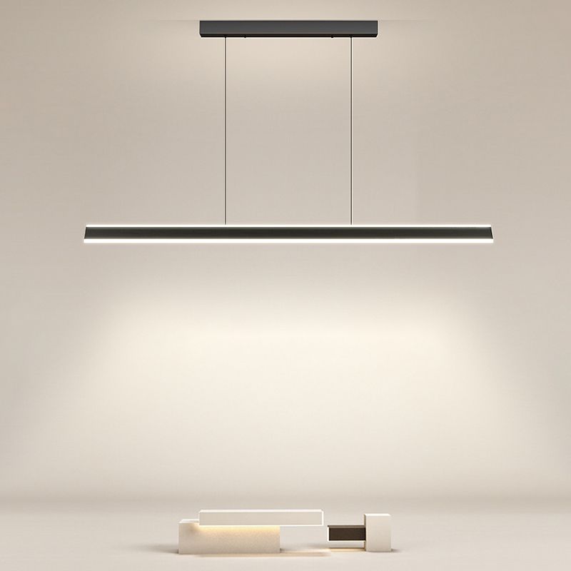 LED Modern Metal Pendant Lamp Linear Shape Island Light with Acrylic Shade for Living Room