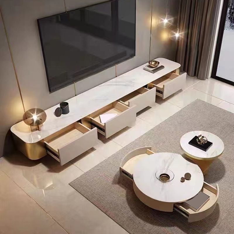 Stone TV Stand Console Contemporary TV Media Console with Drawers