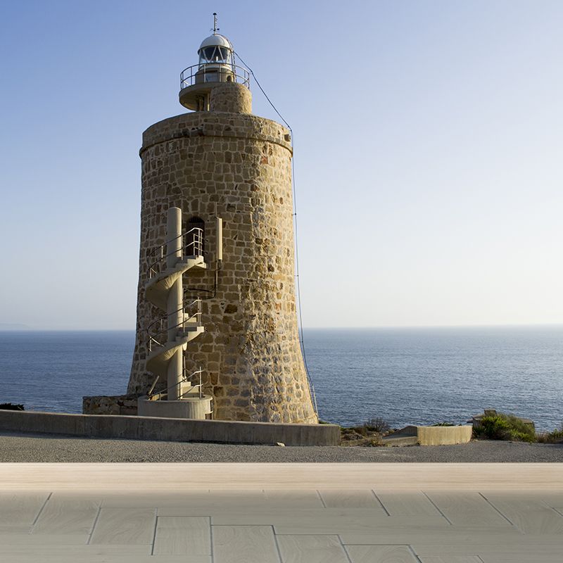 Fabulous Lighthouse Mural Wallpaper for Living Room, Blue, Custom Size Available