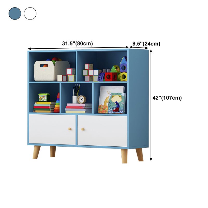 Wooden Shelf Bookcase Closed Back Bookshelf with Doors for Office