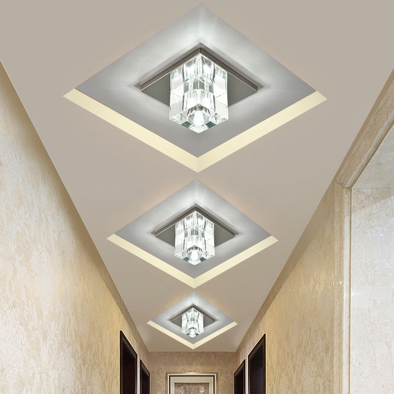 Crystal Block Mini Flush Light Modern Style Clear LED Flush Ceiling Light für Korridor
