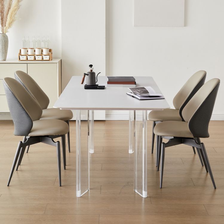 Rectangle Dining Table Set 1/2/5 Pcs Acrylic Base Dining Table with Side Chairs