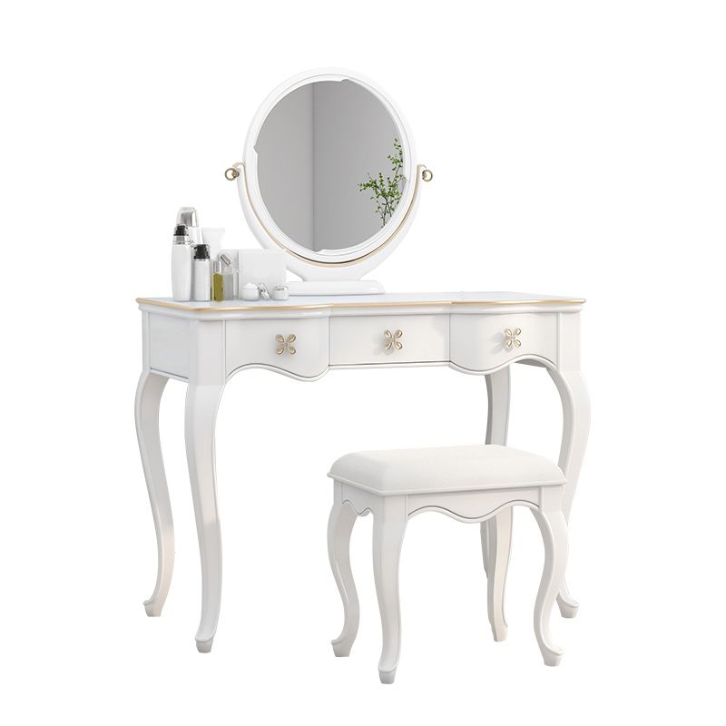 3 Storage Drawers & Mirror Vanity Set Victorian Wood Make-up Vanity