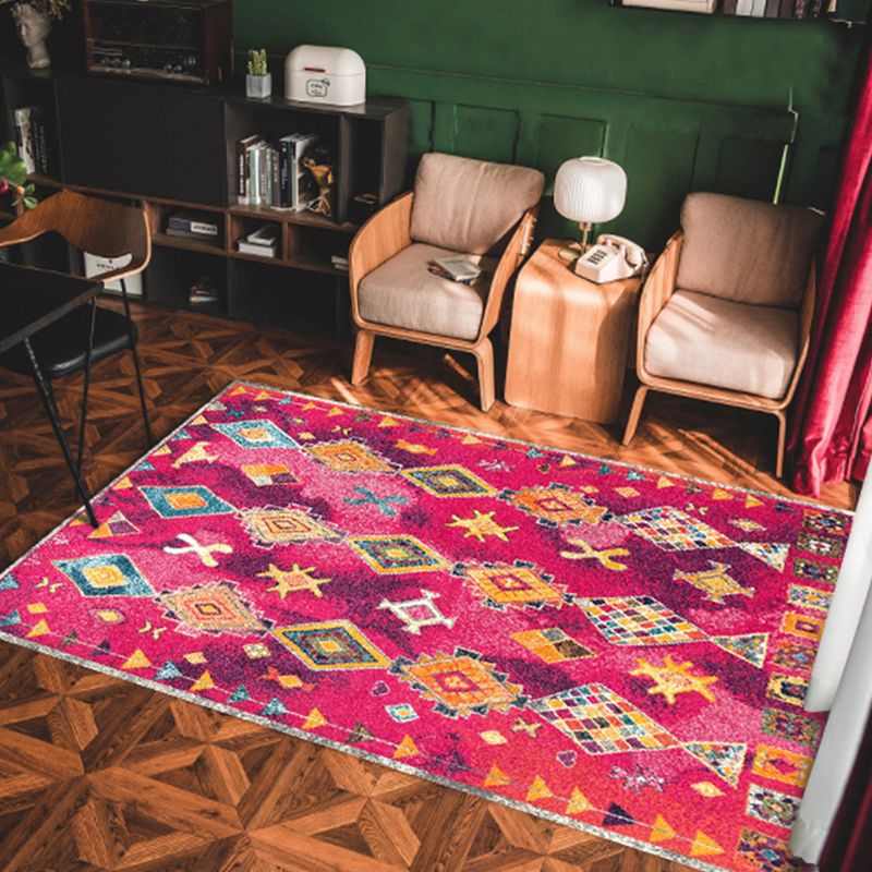 Vintage Geo Print Teppich mehrfarbiger persischer Indoor-Teppichsynthetik Anti-Rutsch-Backing Easy Care Teppich für Zimmer