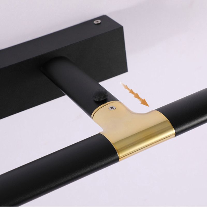 Single Light Linear Shade Wall Sconce Modern Style Metal Mirror Wall Lighting in Black