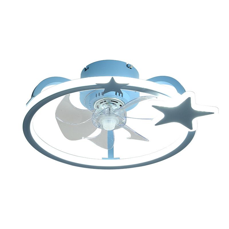 Kids Creative Star LED Ceiling Fan Light Wrought Iron Indoor Ceiling Light with Acrylic Shade