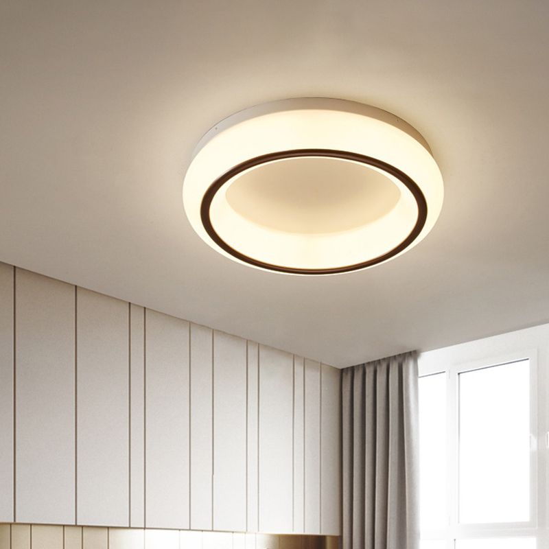 Simple Hoop Acrylic Flush Mount LED Surface Ceiling Lamp in Black and White for Bedroom