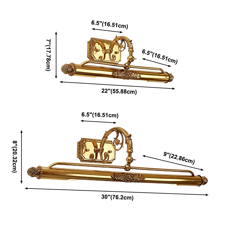 30"/22" Long Vanity Light with Antler Mid Century Modern Wall Mount Light in Gold