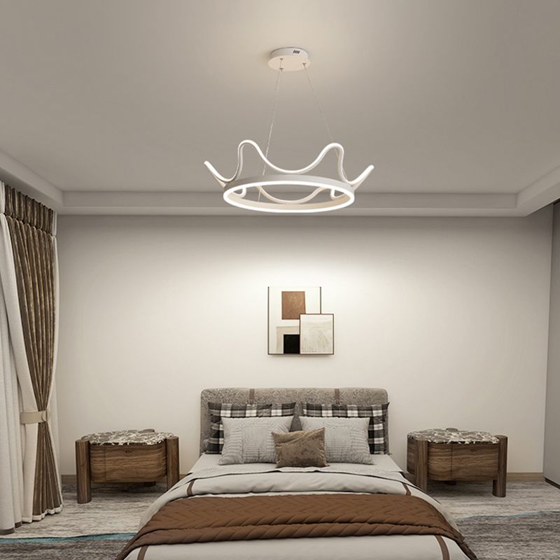 Contemporary Crown Shape Pendant Chandeliers Metal 2 Light Pendant Lighting in White
