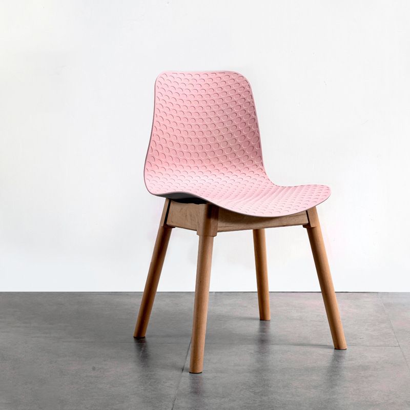 Nordic Style Plastic Chairs Armless Side Chairs with Wooden Legs for Kitchen