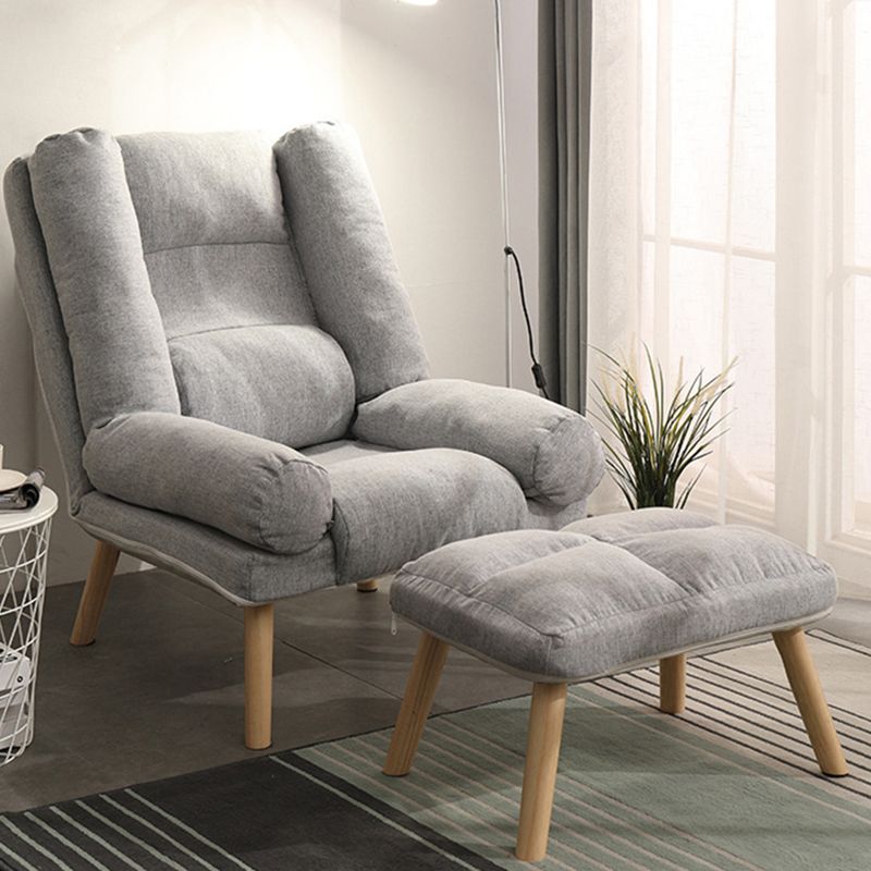 29.52"Wide Armchair Cotton Blend Arm Chair with Basic Four Legs and Pillow Back