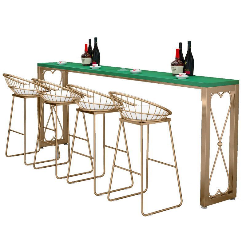 Glam Style Bar-height Table Metal Base Bistro Pub Table with Double Pedestal