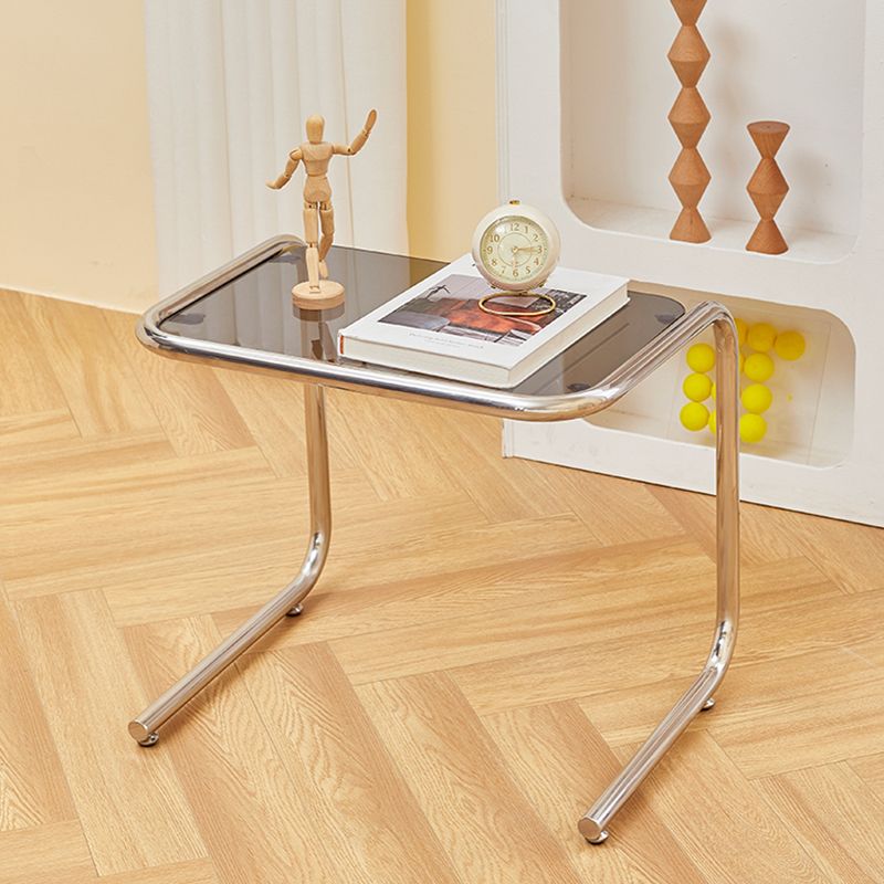 Modernistic Metal C Side Table Glass Top Side End Table for Living Room