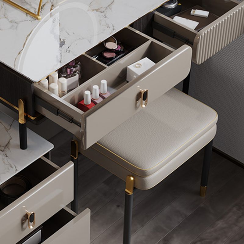 Glam 29.5" Height Slate Table Top Makeup Vanity Set with Drawer