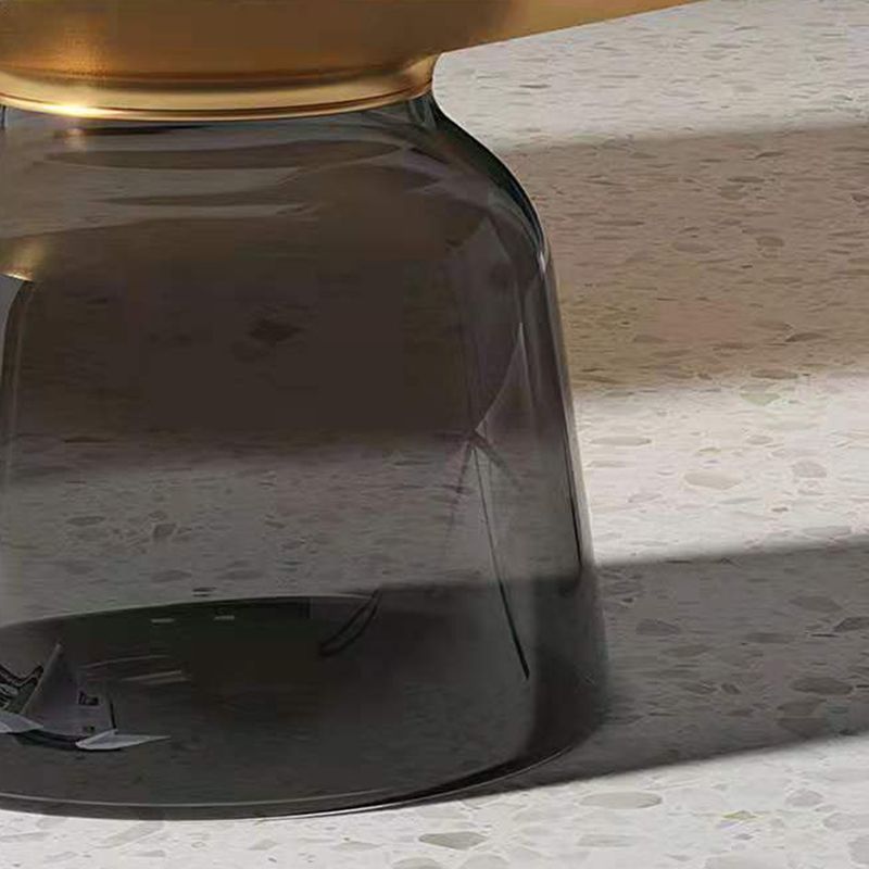 Contemporary Round Side Table Glass Pedestal Sofa End Table for Living Room