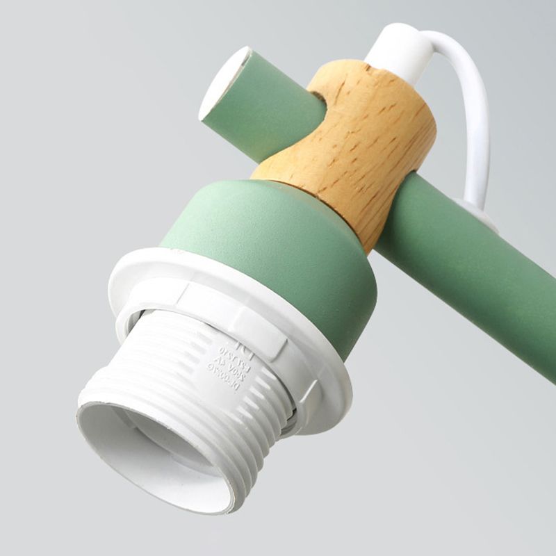 Wooden Sputnik Pendant Light in Nordic Style Wrought Iron Macaron Chandelier for Dining Room