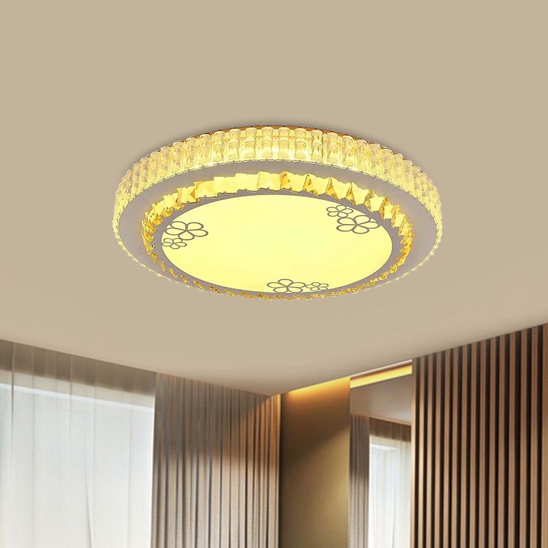 Lámpara circular cercana al techo Minimalismo Cristal facetado LED Cromo Luminaria empotrada