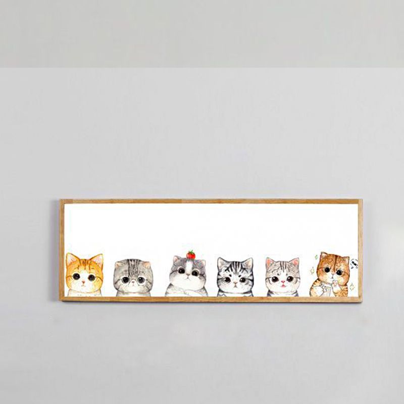 Rectangle métallique mignon chat mural léger minimal de style minimal en bois luminaire mural mural