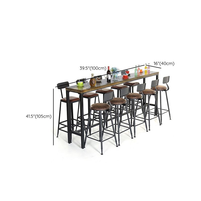 Contemporary Rectangle Bar Dining Table Solid Wood Bar Table in Brown