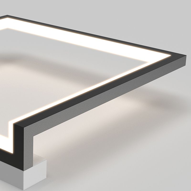 Black Minimalism LED Ceiling Square Light Square Cube Flush Mount Lamp for Bedroom