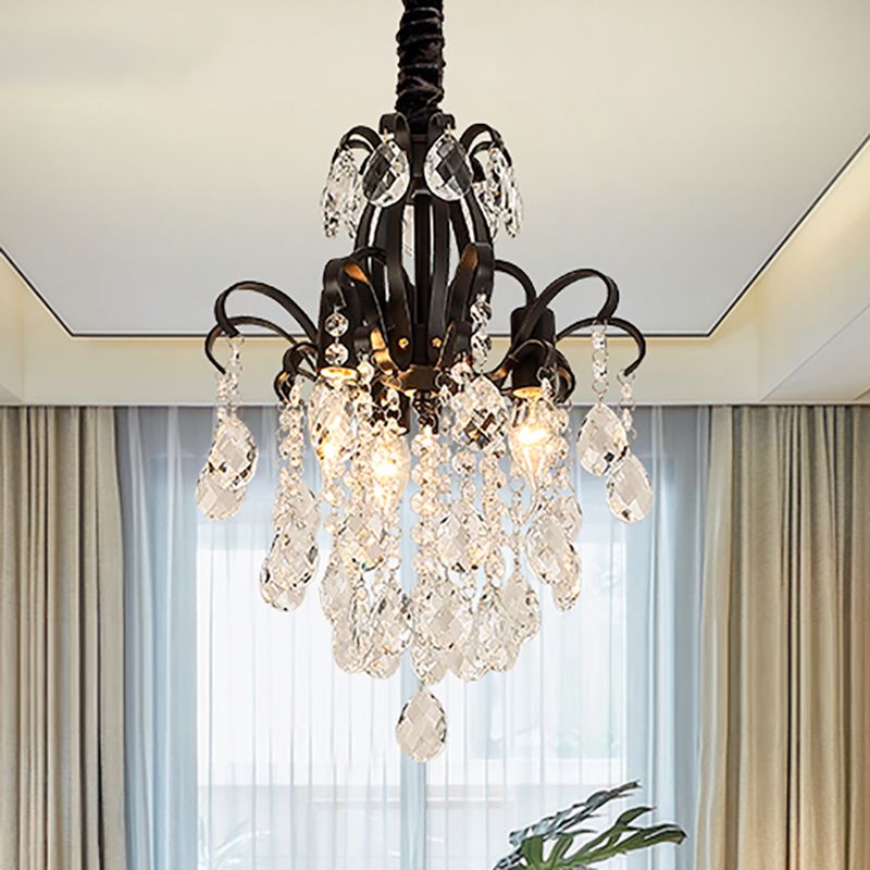 Lampadario lampadario Crystal Light Light Vintage 3/7 Luci Black Afmea appennata con bracci curvi
