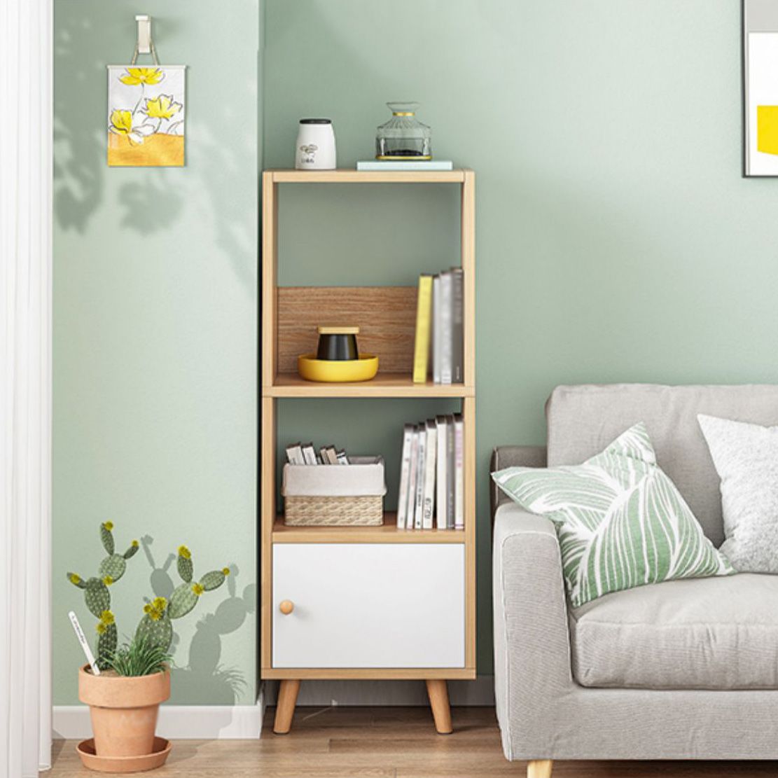 Wood Bookshelf Scandinavian Style Bookcase for Home Office and Study Room