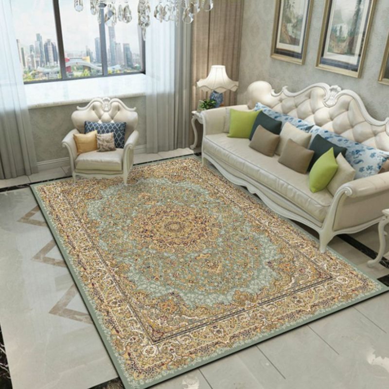 Dark Red Carpet Polyester Graphic Carpet Washable Area Carpet for Living Room