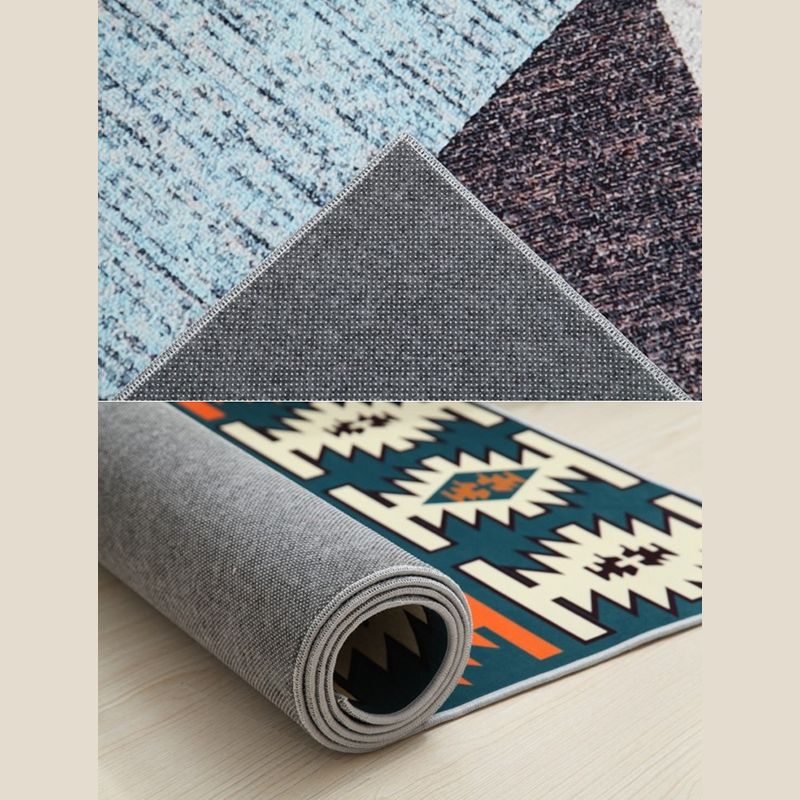 Leisure Area Carpet Modern Plant Pattern Rug Polyester Washable Carpet with Non-Slip Backing