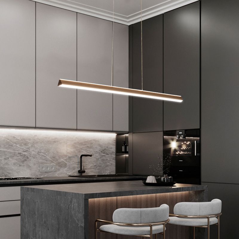 Triangular Prism Bar Pendant Lamp Simple Aluminum Dining Room LED Hanging Island Light