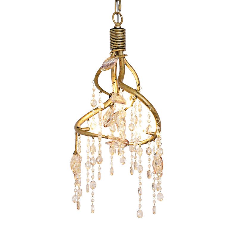 Amber Crystal Gold Drop lampe en cascade 4 ampoules