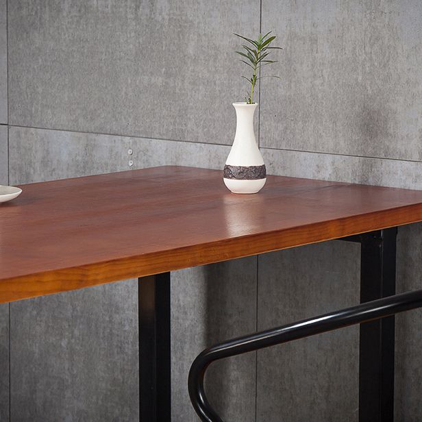 Fixed Industrial Dinette Set 1/3 Pcs Brown Solid Wood Furniture for Home