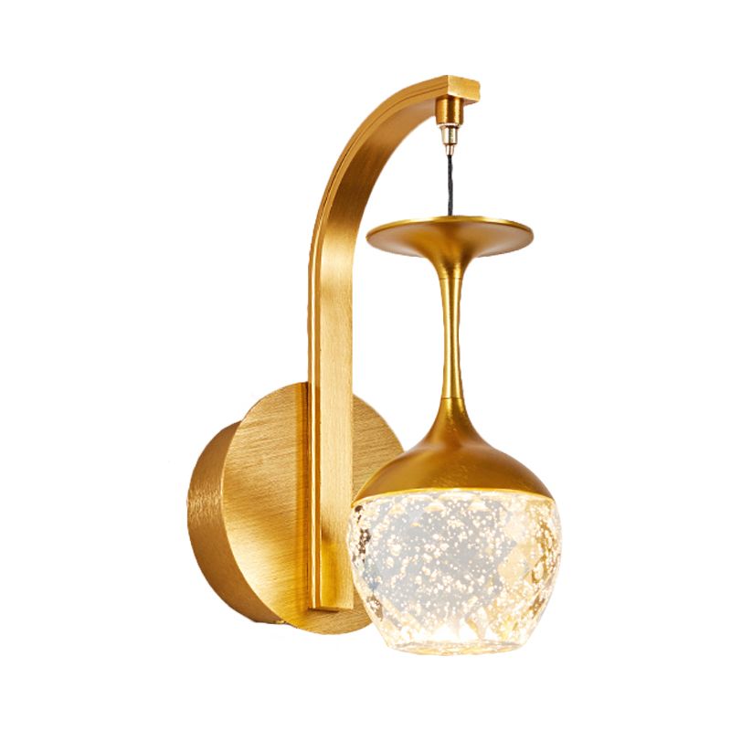 1/2 Head Wall Mounted Lamp with Taper Crystal Traditional Parlour Wall Sconce Lighting in Gold