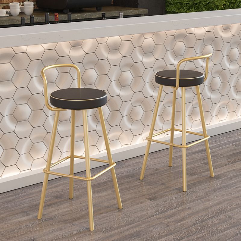 Glam Footrest Round Counter-height Stool Low Back Leather Counter Stool