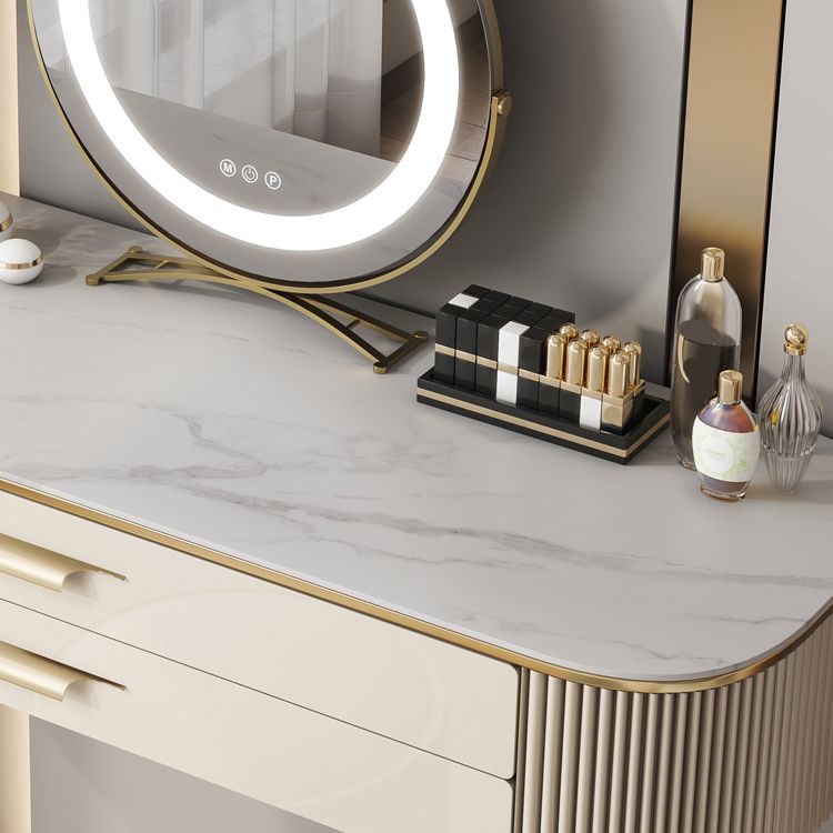 Glam Slate Top Make-up Vanity Wooden 5-Drawers Vanity Dressing Table