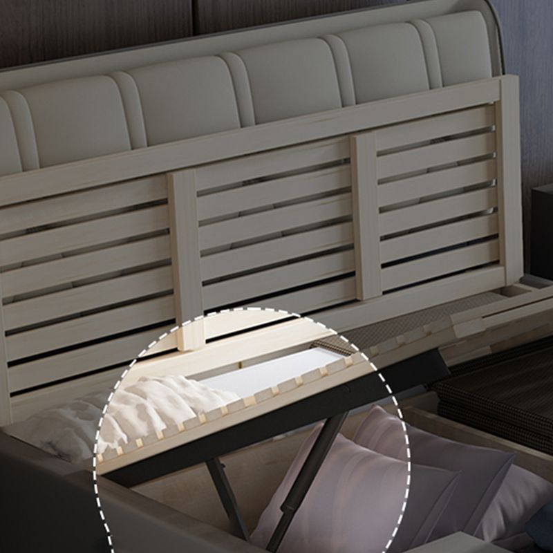 Contemporary Grey Standard Bed with Tufted and Legs Wingback Bed