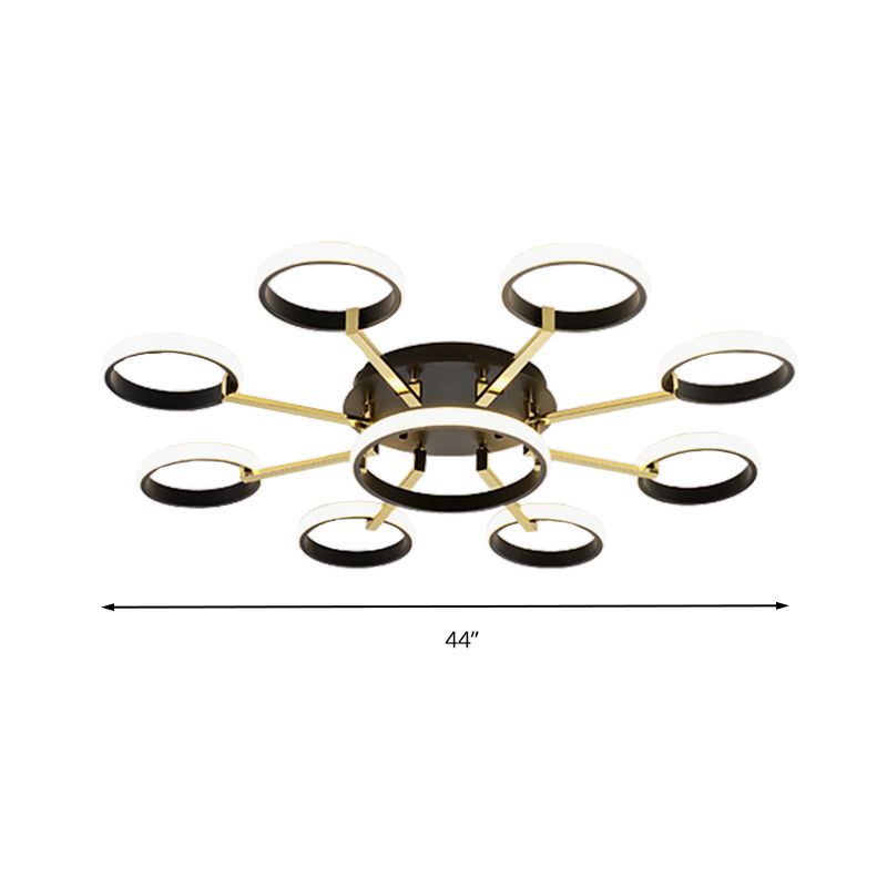 Sputnik Rubor Mount Techo Moderno Acrílico 7/9 Luces Salón Integrado LED Iluminación Techo en Negro