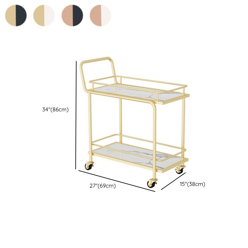Modern Home Dining Prep Table Rolling Metal Open Storage Prep Table