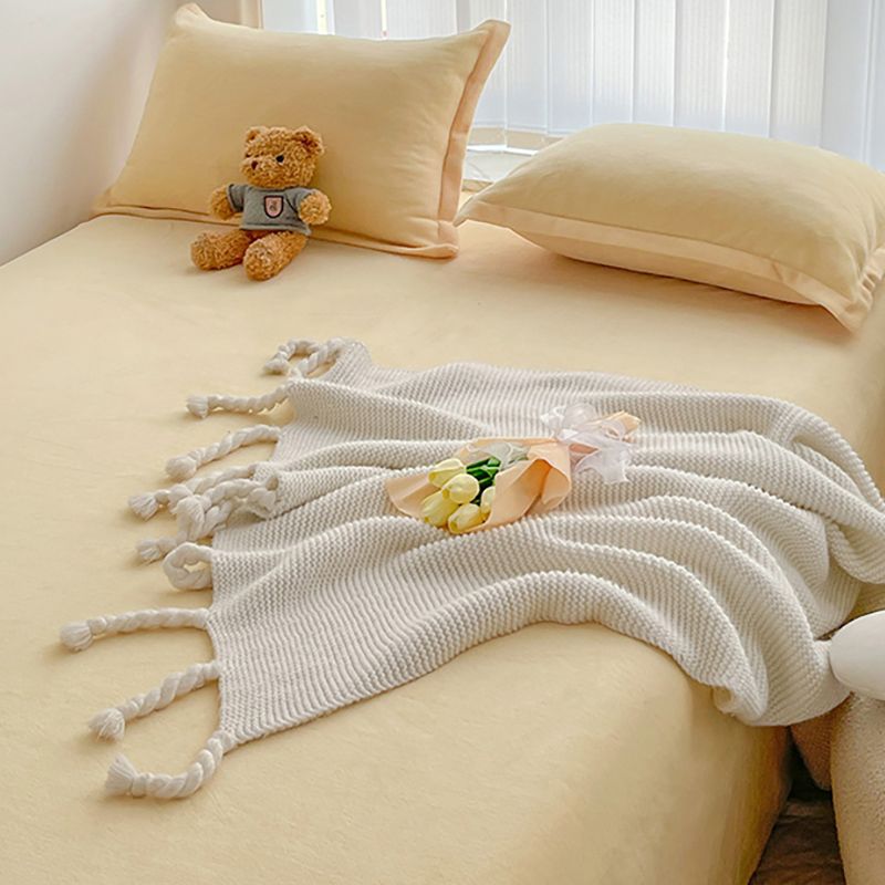 Solid Color Bed Sheet Set 100 Cotton Flannel Ultra Soft Bed Sheet Set