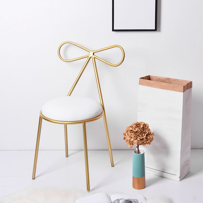 Round Leather and Metal Counter Stool Scandinavian Low Back Counter Bar Stool