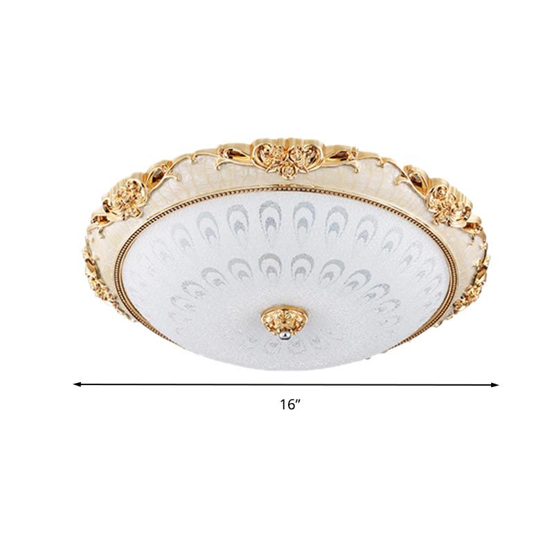 Dome Flush Mounted Light Modern White Glass 8"/12"/16" Wide LED Gold/Silver Ceiling Light in White/3 Color Light