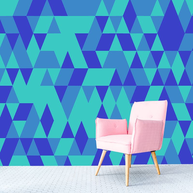 Triangle Geometric Pattern Mural for Living Room, Moisture-Resistant, Custom Size Available