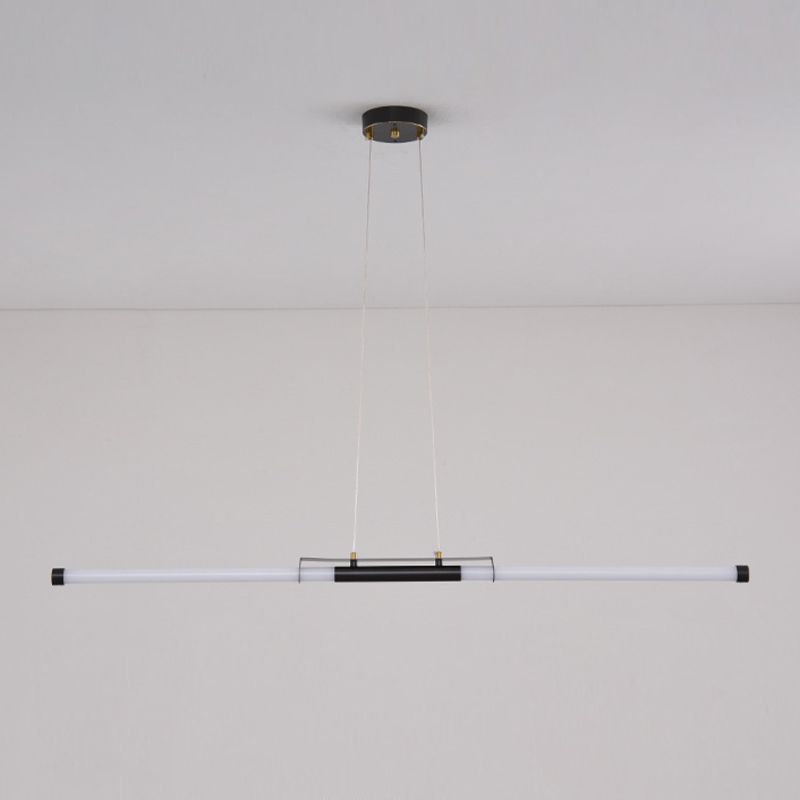 Modern Style Linear Shade Island Pendants 1 Light Metal Pendant Lights for Dining Room