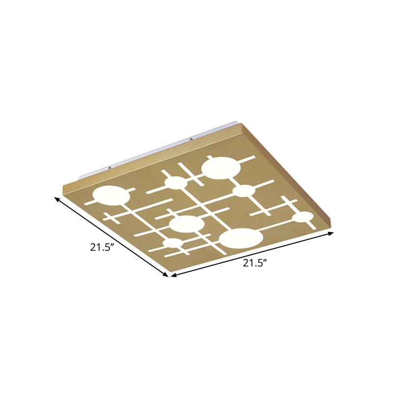 Gouden rechthoekig paneel plafondarmatuur eigentijdse acryl patroon LED -spoelmontage lamp, warm/wit licht