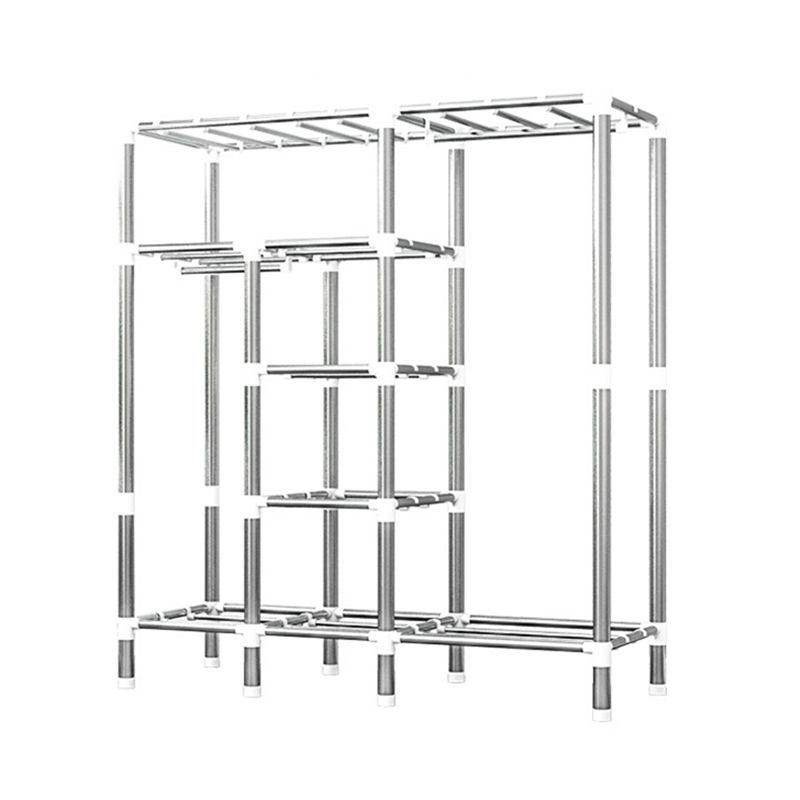 Contemporary Home Wardrobe Armoire Steel Frame Wardrobe with Shelves