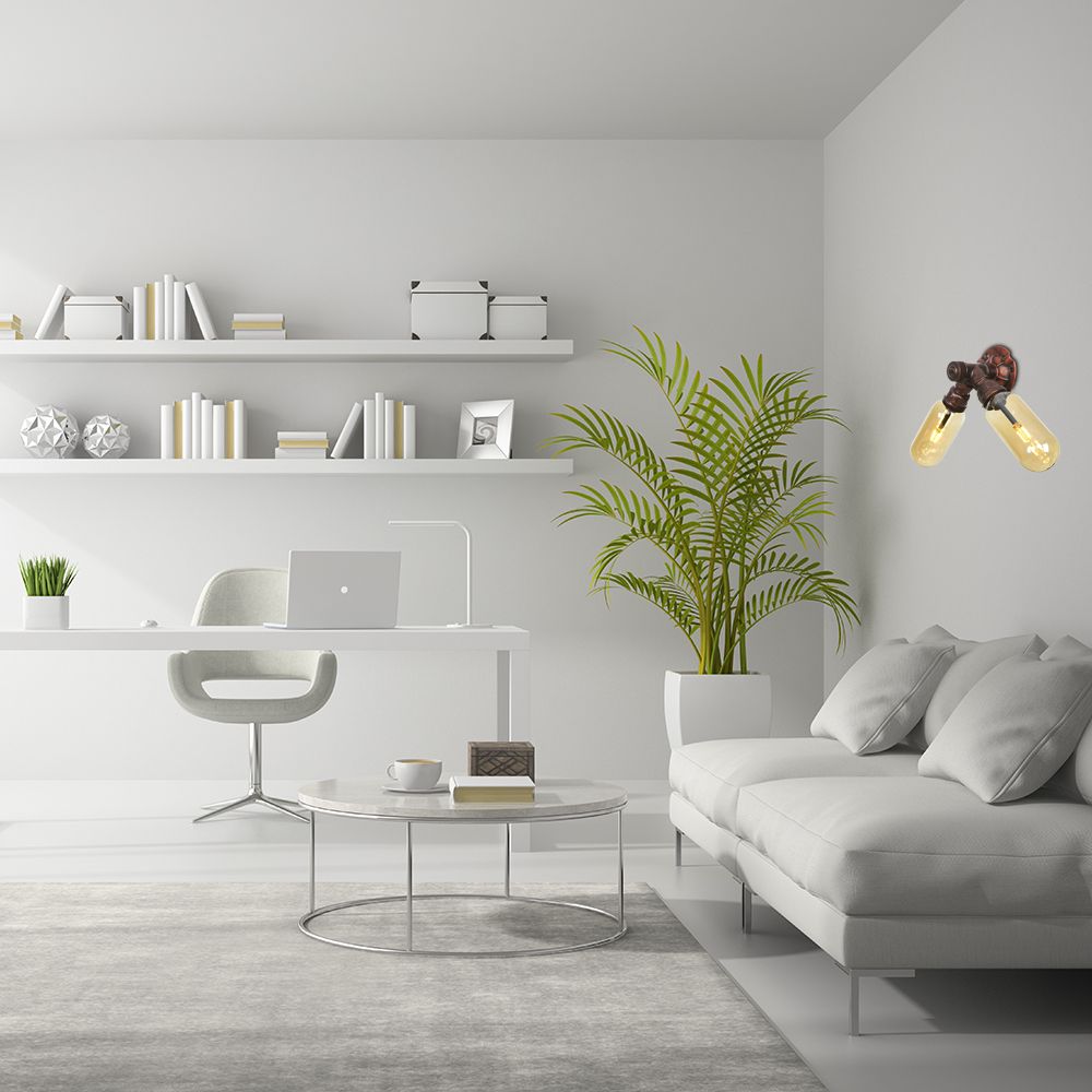 2 lichten metalen led sconce verlichting vintage verweerde koperen pijp woonkamer wandmontage lamp