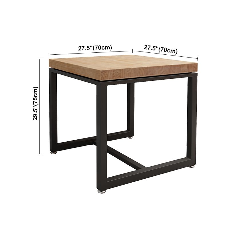 Solid Wood Dining Table Square Industrial Dining Table with Metal Base
